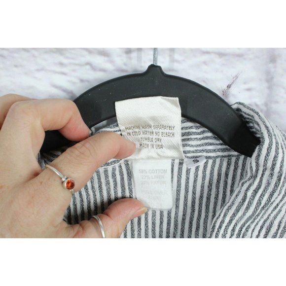 Vintage Mill Valley Black Pinstriped Linen Tops Size S - Picture 8 of 9